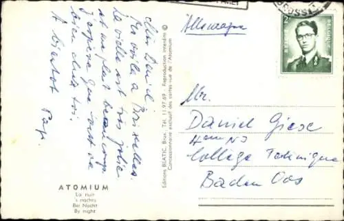 Ak Brüssel, Atomium, Nachtbeleuchtung