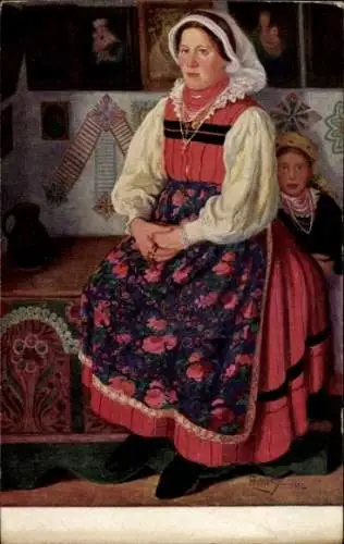 Künstler Ak Lubieński, Sieradz Schieratz Polen, Wirtin in Tracht