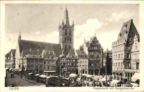 Ak Trier an der Mosel, Hauptmarkt, Gangolfskirche