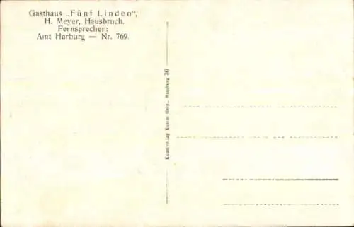 Ak Hamburg Harburg Hausbruch, Gasthof Fünf Linden