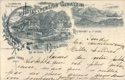 Litho Bellagio Lago di Como Lombardia, Hotel Pension Cenazzini