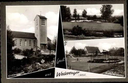 Ak Westerenger Enger in Ostwestfalen, Kirche, Park, Kinderspielplatz