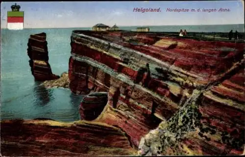 Ak Nordseeinsel Helgoland, Nordspitze m. d. langen Anna, Felsen