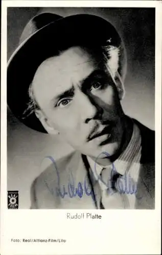 Ak Schauspieler Rudolf Platte, Portrait, Autogramm, die Dritte von rechts, Hut