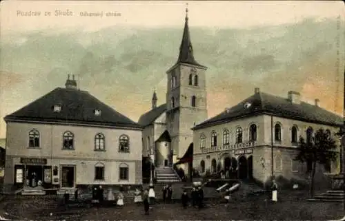 Ak Skuteč Skuč Skutsch Region Pardubice, Marktplatz, Kirche