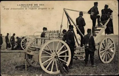 Ak Französische Armee, Artillerie, Beobachtungsposten eines Offiziers, 1914