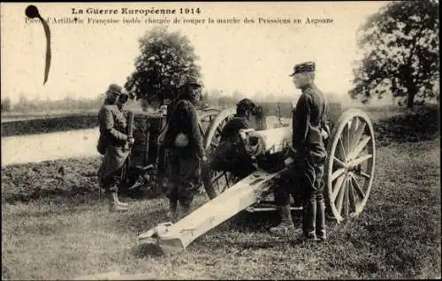 Ak Französische Armee, Artillerie, Geschütz in den Argonnen, 1914