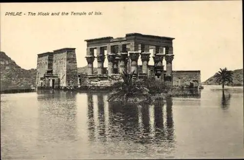 Ak Insel Philae Ägypten, der Kiosk und der Tempel der Isis