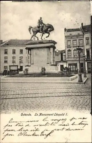 Ak Ostende Ostende Westflandern, Das Denkmal Leopolds I.