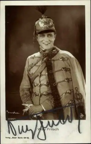 Ak Schauspieler Willy Fritsch, Portrait im Kostüm, Uniform, Ross Verlag Nr 1224 1, Autogramm