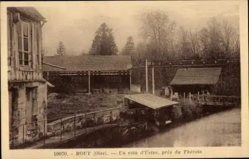 Ak Mouy Oise, un coin d'Usine, pres du Therain