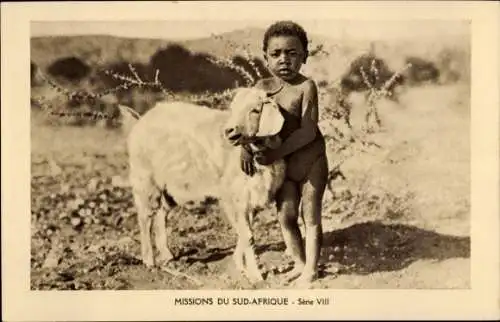 Ak Mission in Afrika, Junge mit Ziege