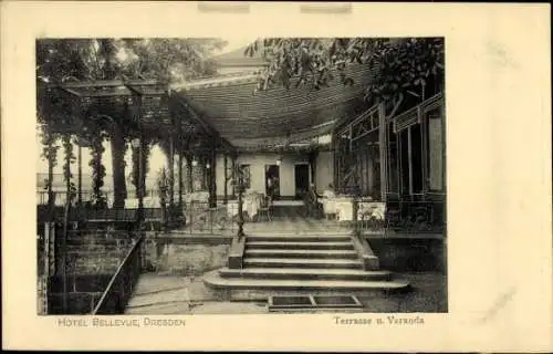 Ak Dresden Altstadt, Hotel Bellevue, Terrasse, Veranda