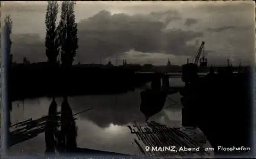 Foto Ak Mainz am Rhein, Abend am Flosshafen