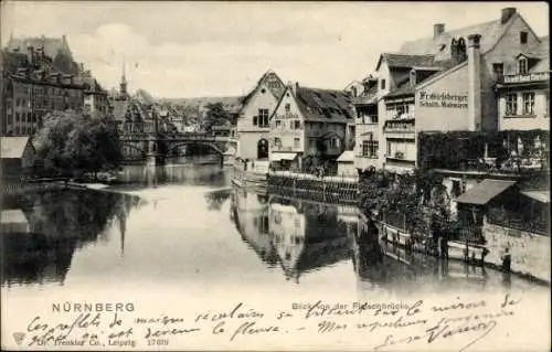 Ak Nürnberg in Mittelfranken Bayern, Blick von der Fleischbrücke, Käse Zöbele