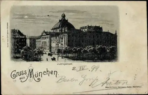 Mondschein Ak München, Justizpalast