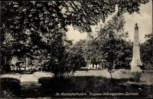 Ak Zeithain in Sachsen, Truppenübungsplatz, Mannschaftspark, Denkmal