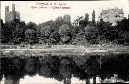 Ak Saalfeld an der Saale Thüringen, hoher Schwarm, Schloss Kitzerstein