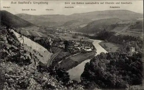 Ak Saalfeld an der Saale Thüringen, Umgebung, Blick von Bohlen, Obernitz, Keschwitz