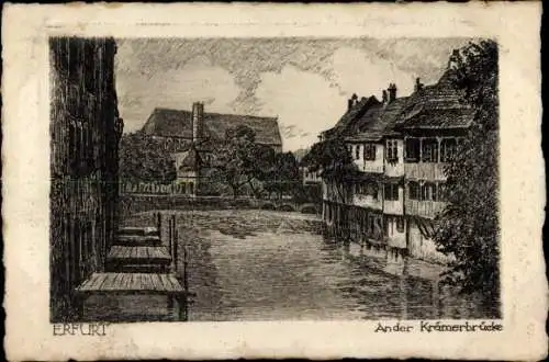 Ak Erfurt in Thüringen, an der Krämerbrücke