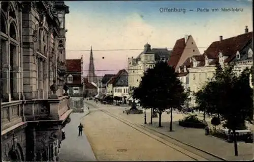 Ak Offenburg in Baden Schwarzwald, Marktplatz