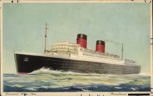 Künstler Ak Dampfer Mauretania, Cunard White Star