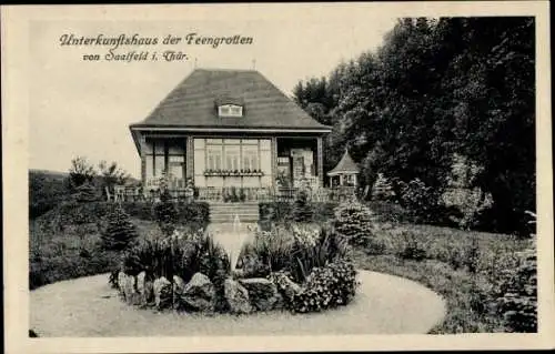 Ak Saalfeld, Unterkunftshaus der Feengrotten, Park, Wald