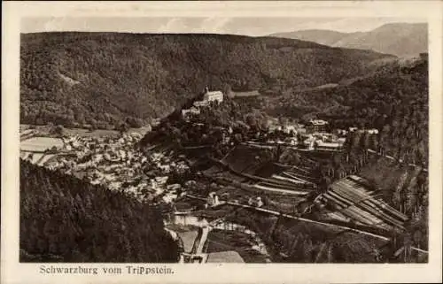 Ak Schwarzburg in Thüringen, Blick vom Trippstein, Panorama