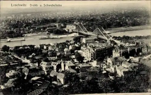 Ak Dresden Loschwitz, Panorama mit Blasewitz, Schwebebahn