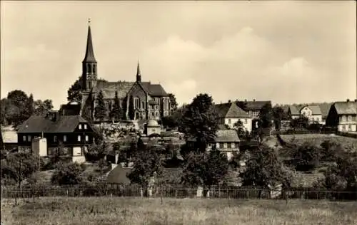 Ak Mohlsdorf-Teichwolframsdorf Thüringen, Teilansicht, Kirche