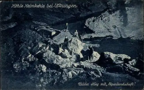 Ak Uftrungen Südharz, Höhle Heimkehle, Wilder Stieg mit Alpenlandschaft