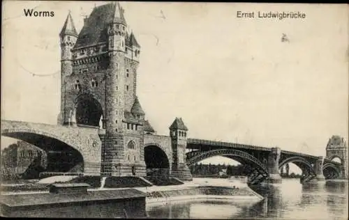 Ak Worms am Rhein, Ernst Ludwig Brücke