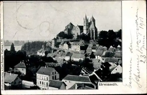 Ak Breisach am Oberrhein, Teilansicht mit Münster, Dächer
