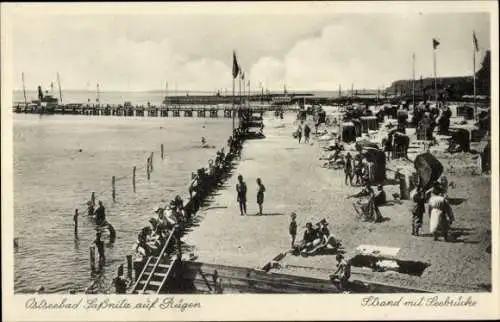 Ak Sassnitz auf Rügen, Strand, Seebrücke