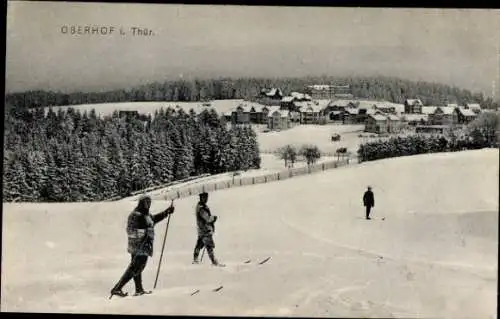 Ak Oberhof im Thüringer Wald, Skifahrer, Teilansicht