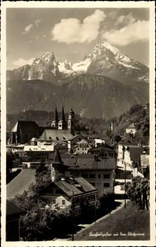 Ak Berchtesgaden in Oberbayern, Ortspartie mit Watzmann