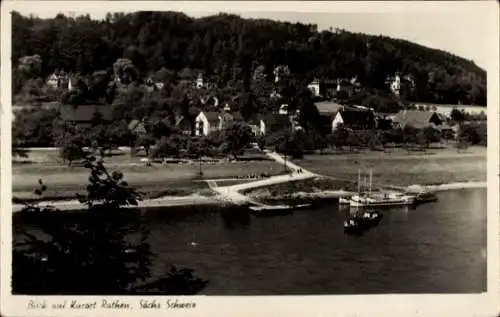 Ak Rathen an der Elbe Sächsische Schweiz, Gesamtansicht