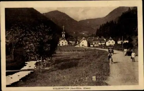 Ak Wildenstein Elsass Haut Rhin, Teilansicht, Kirche, Bach