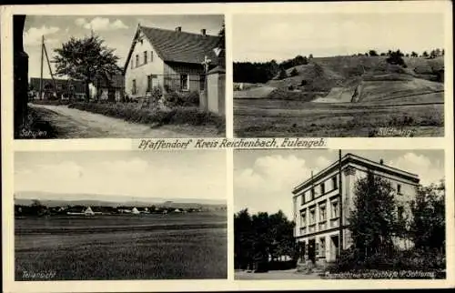 Ak Książnica Pfaffendorf im Landkreis Reichenbach Niederschlesien, Schulen, Gemischtwaren