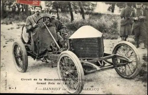 Ak Circuit de la Seine-Inferieure, Grand Prix, Hanriot auf Car Darracq