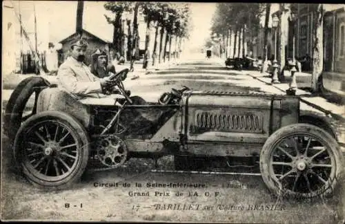 Ak Circuit de la Seine Inferieure 1905, ACF Grand Prix, Fass auf Brasier-Wagen