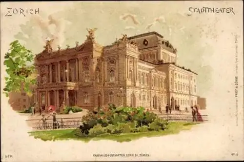 Litho Zürich Stadt Schweiz, Stadttheater