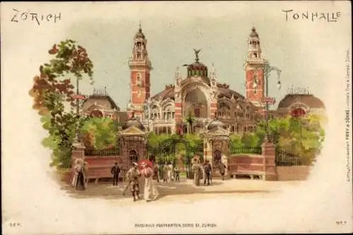 Litho Zürich Stadt Schweiz, Tonhalle