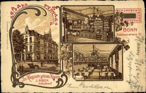 Litho Bonn am Rhein, Im Krug zum grünen Kranze, Coblenzer Straße 27