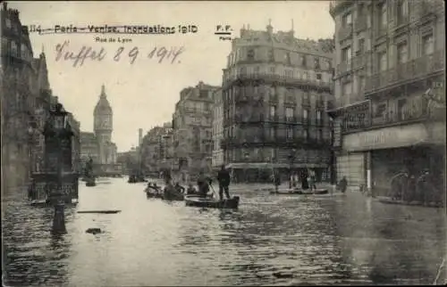 Ak Paris XII., Überschwemmungen 1910, Rue de Lyon