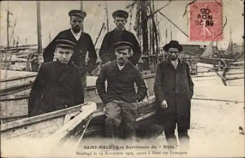 Ak Saint Malo, Die Überlebenden des Schiffbruchs der Hilda am 19. November 1905