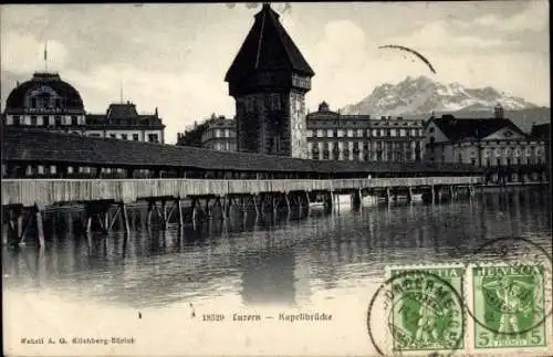 Ak Luzern Stadt Schweiz, Kapellbrücke