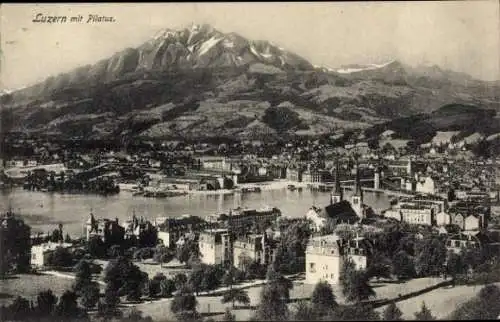 Ak Luzern Stadt Schweiz, Gesamtansicht, Pilatus