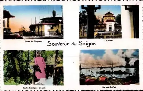 Ak Saigon Cochinchina Vietnam, Musse, Hafen, Botanischer Garten