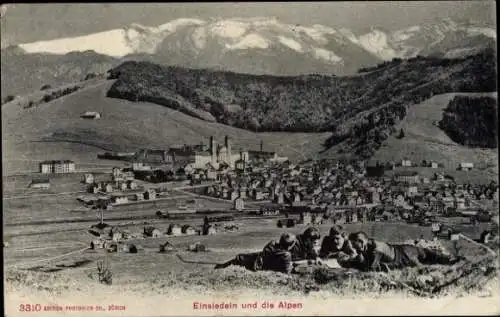 Ak Einsiedeln Kanton Schwyz Schweiz, Gesamtansicht, Alpen